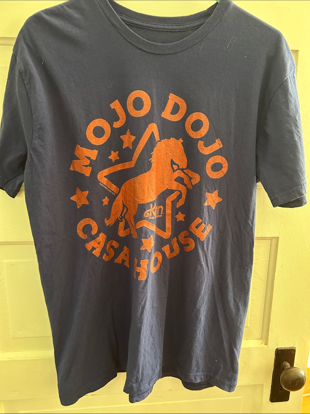 Mattel Mojo Dojo Casa House Barbie Ken Graphic Tee - Navy with Orange Print Sz L